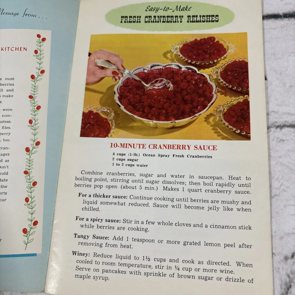 Rare Vintage 1970s 22 BEST FRESH CRANBERRY RECIPES Ocean Spray Cranberry Kitchen